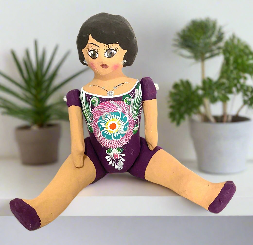 Mexican Cartoneria  Lupita Doll - Plum