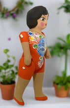 Load image into Gallery viewer, Mexican Cartoneria  Lupita Doll - Orange
