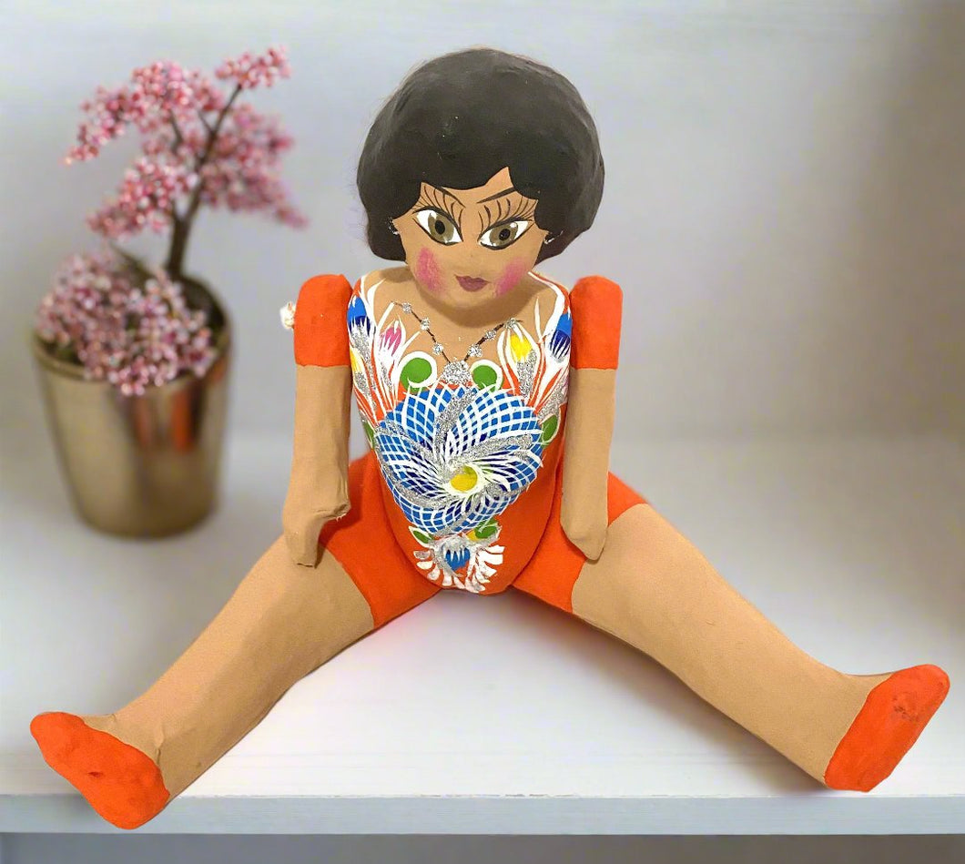 Mexican Cartoneria  Lupita Doll - Orange