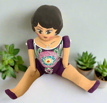 Load image into Gallery viewer, Mexican Cartoneria  Lupita Doll - Plum
