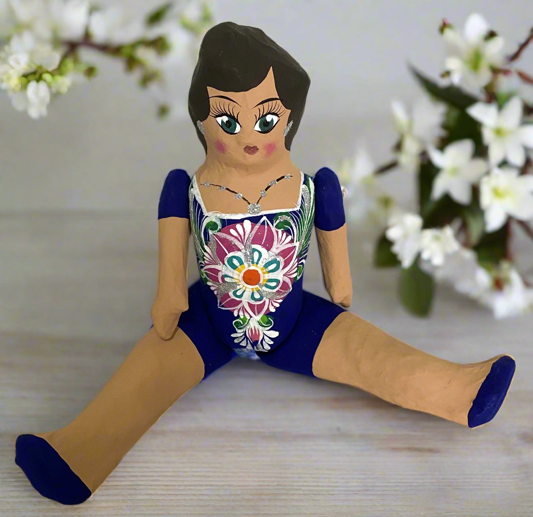 Mexican Cartoneria  Lupita Doll - Dark Blue