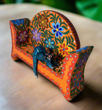 Load image into Gallery viewer, Beautiful Hand-Made Authentic Mexican Alebrije - Cat on Sofa - Orange

