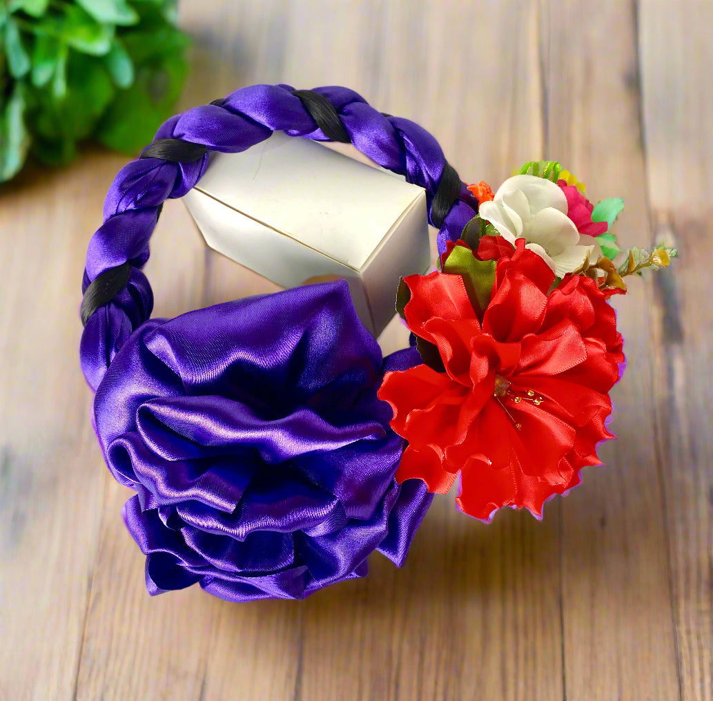 Set of Braided Headband/Floral Attachment / Trenza Istmeña Con Guia