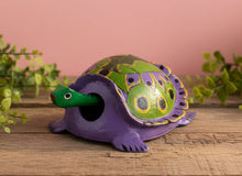Load image into Gallery viewer, Mexican Hand-Made Turtle  from Oaxaca With Bobble Head - Purple
