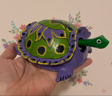 Load image into Gallery viewer, Mexican Hand-Made Turtle  from Oaxaca With Bobble Head - Purple
