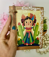 Load image into Gallery viewer, Beautiful Handmade Artisan Blank Notebook with Mexican Lele Doll Design
