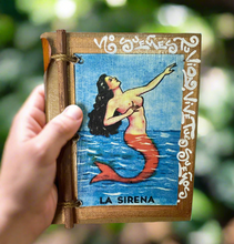 Load image into Gallery viewer, Beautiful Handmade Artisan Blank Notebook Mexican Loteria &quot;La Sirena&quot; Design
