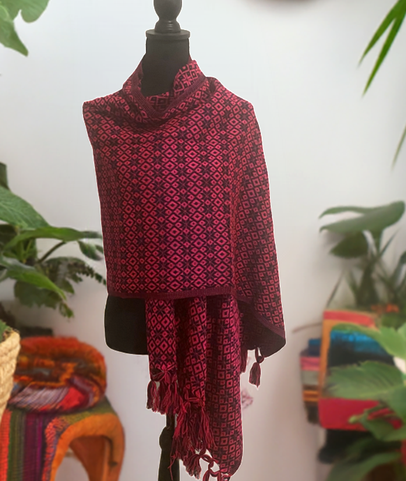 Mexican Rebozo/Shawl - Fuchsia