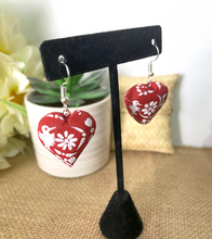 Load image into Gallery viewer, Beautiful Heart-Shaped Alebrije Earrings/Red/Otomi Design
