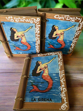 Load image into Gallery viewer, Beautiful Handmade Artisan Blank Notebook Mexican Loteria &quot;La Sirena&quot; Design
