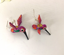 Load image into Gallery viewer, Hummingbird Alebrije Earrings - Fuchsia
