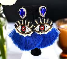 Load image into Gallery viewer, Oversized - Evil Eye Earrings/ Beautiful Statement Earrings/ Hand-Made
