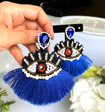 Load image into Gallery viewer, Oversized - Evil Eye Earrings/ Beautiful Statement Earrings/ Hand-Made
