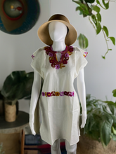 Load image into Gallery viewer, Mexican Embroidered Tunic Mini Dress - Ivory
