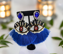 Load image into Gallery viewer, Oversized - Evil Eye Earrings/ Beautiful Statement Earrings/ Hand-Made

