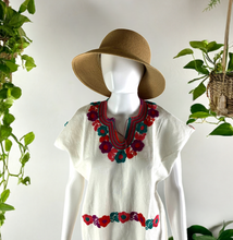 Load image into Gallery viewer, Mexican Embroidered Tunic Mini Dress - Ivory
