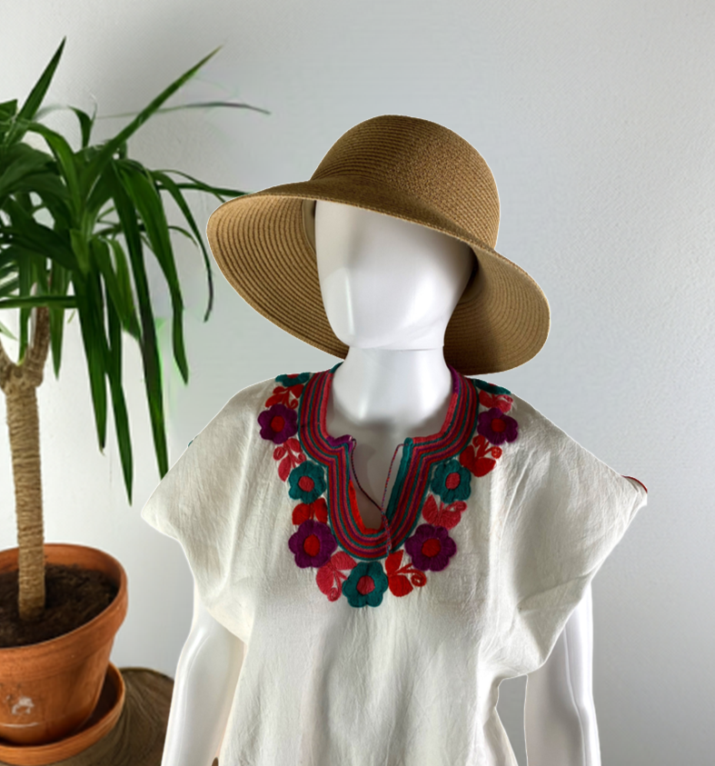 embroidered tunic mini dress Mexican Embroidered Tunic Mini Dress