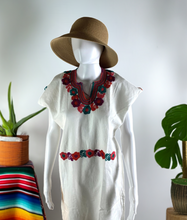 Load image into Gallery viewer, Mexican Embroidered Tunic Mini Dress - Ivory
