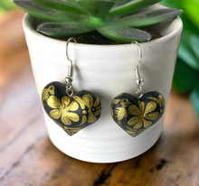 Load image into Gallery viewer, Beautiful Heart-Shaped Alebrije Earrings/Gold/Otomi Design
