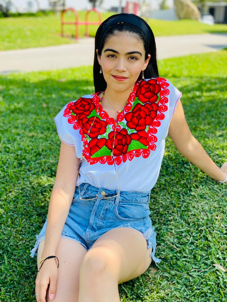 White Mexican Embroidered Blouse (M, L, XL)