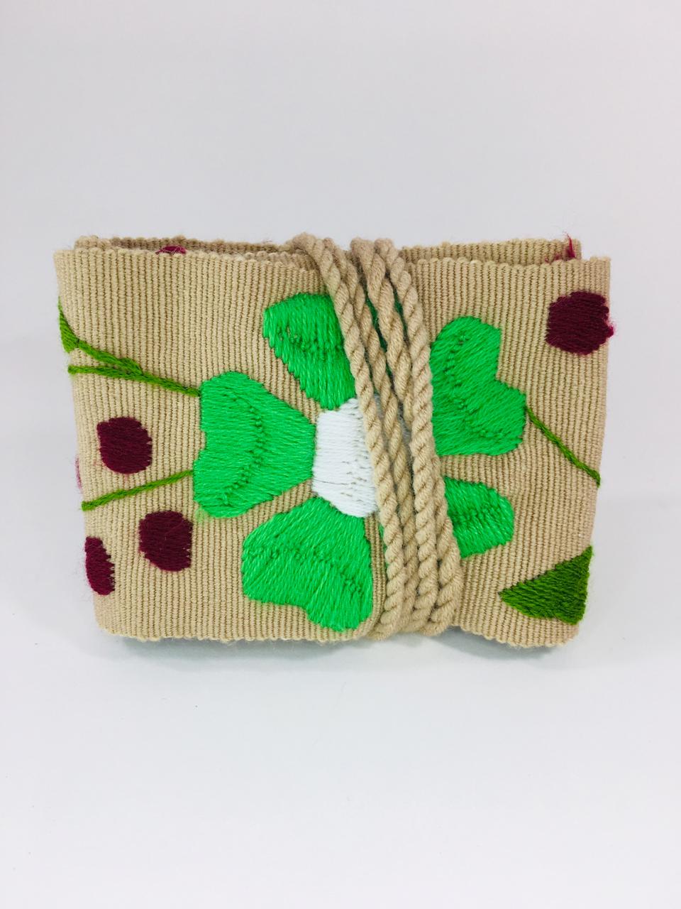 Hand-Embroidered Mexican Belt with Flowers