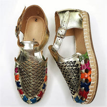 Load image into Gallery viewer, Leather Mexican Huarache Sandals In Gold Color
