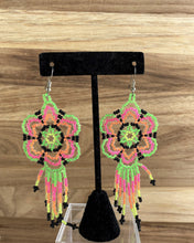 Load image into Gallery viewer, Flower Huichol Earrings (Neon)
