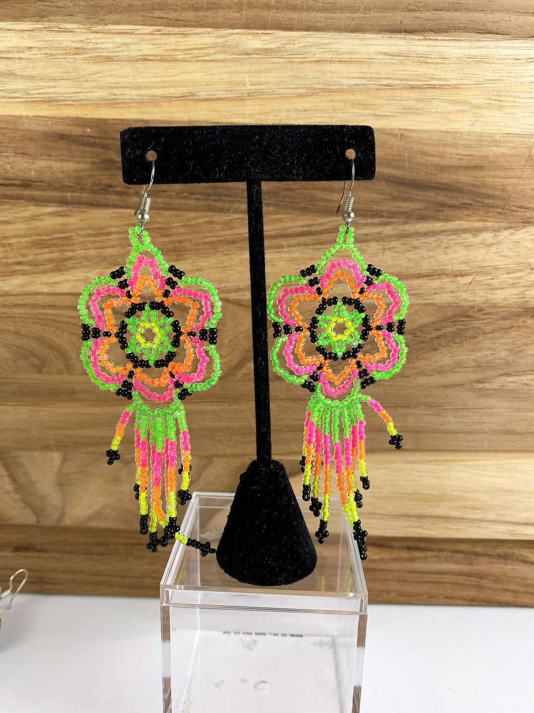 Flower Huichol Earrings (Neon)