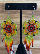 Load image into Gallery viewer, Flower Huichol Earrings (Neon)
