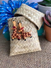 Load image into Gallery viewer, Adorable Hand-Made Giraffe Alebrije Earrings in Small Palm Box
