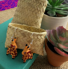 Load image into Gallery viewer, Adorable Hand-Made Giraffe Alebrije Earrings in Small Palm Box
