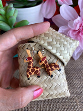 Load image into Gallery viewer, Adorable Hand-Made Giraffe Alebrije Earrings in Small Palm Box
