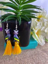 Load image into Gallery viewer, Hand-Made Owl Alebrije Earrings with Tassels
