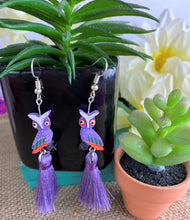 Load image into Gallery viewer, Hand-Made Owl Alebrije Earrings with Tassels
