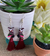 Load image into Gallery viewer, Hand-Made Owl Alebrije Earrings with Tassels
