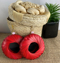 Load image into Gallery viewer, Colorful Oversized Woven Palm Earrings/Round Statement Earrings with Jewelry Box
