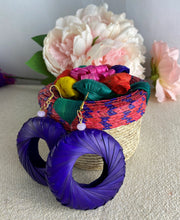 Load image into Gallery viewer, Colorful Oversized Woven Palm Earrings/Round Statement Earrings with Jewelry Box
