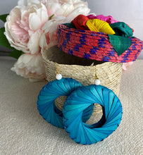 Load image into Gallery viewer, Colorful Oversized Woven Palm Earrings/Round Statement Earrings with Jewelry Box
