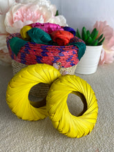 Load image into Gallery viewer, Colorful Oversized Woven Palm Earrings/Round Statement Earrings with Jewelry Box
