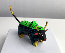 Load image into Gallery viewer, Authentic Mexican Small Green Torito &quot;Bull&quot; Alebrije figurine
