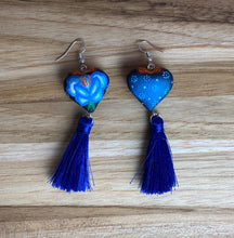 Load image into Gallery viewer, Heart-Shaped Alebrije Earrings With Tassel
