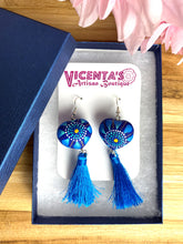 Load image into Gallery viewer, Heart-Shaped Alebrije Earrings With Tassel
