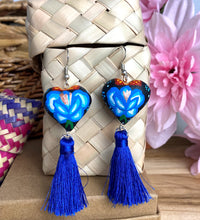 Load image into Gallery viewer, Heart-Shaped Alebrije Earrings With Tassel
