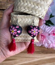 Load image into Gallery viewer, Heart-Shaped Alebrije Earrings With Tassel
