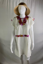 Load image into Gallery viewer, Mexican Embroidered Tunic Mini Dress - Ivory
