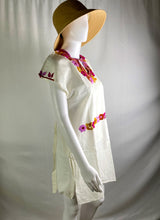 Load image into Gallery viewer, Mexican Embroidered Tunic Mini Dress - Ivory
