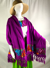 Load image into Gallery viewer, Floral Embroidered Mexican Rebozo/Shawl
