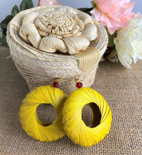 Load image into Gallery viewer, Colorful Oversized Woven Palm Earrings/Round Statement Earrings with Jewelry Box
