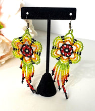 Load image into Gallery viewer, Flower Huichol Earrings (Neon)
