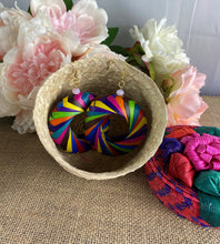 Load image into Gallery viewer, Colorful Oversized Woven Palm Earrings/Round Statement Earrings with Jewelry Box
